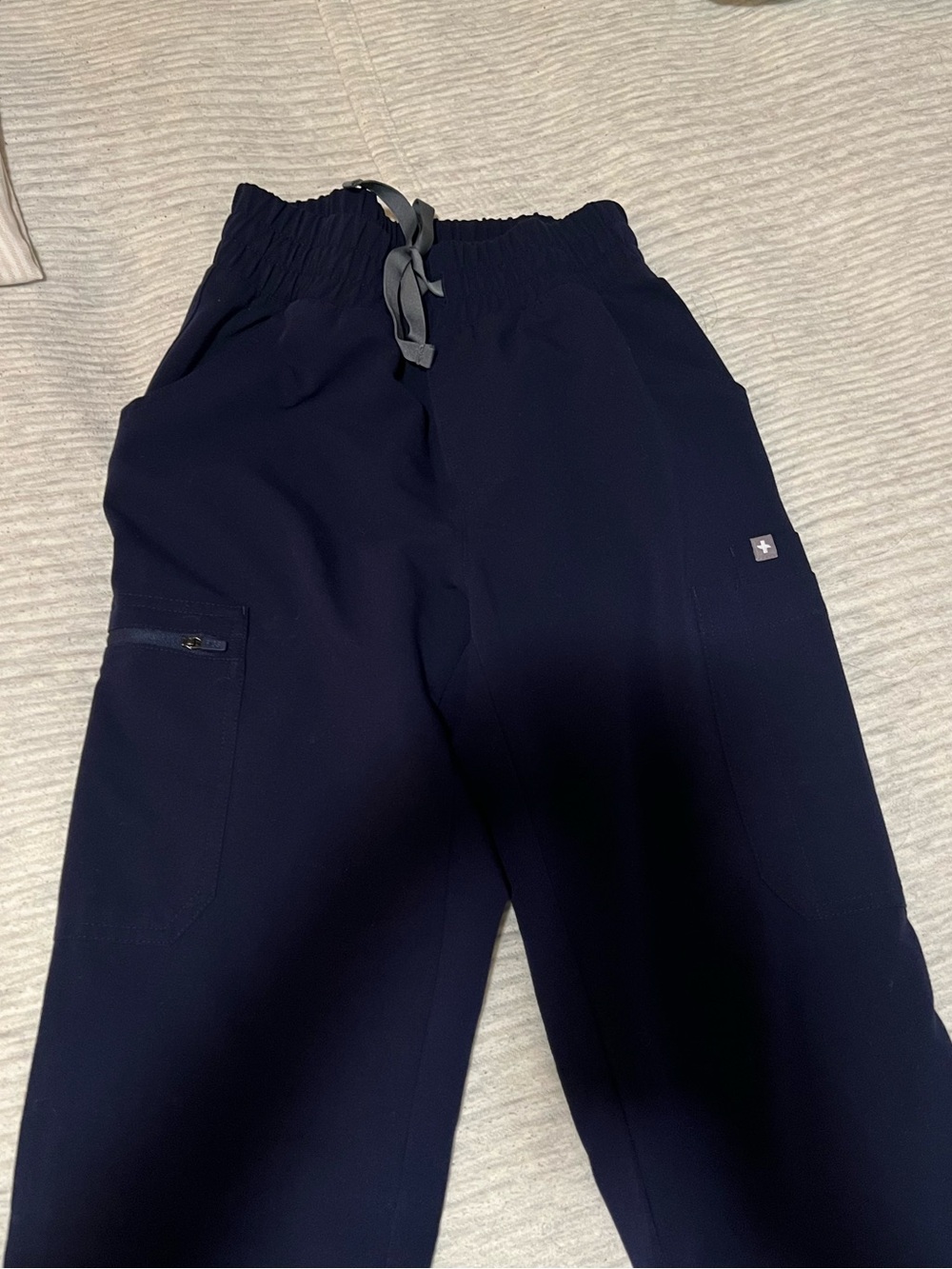 Figs Yola High Waisted Slim Scrub Pamt XXS Petite Navy
